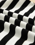 Stripe Collar V-Neck Ruffle Short Sleeve Blouse