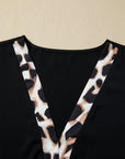 Plus Size Leopard Patchwork V-Neck Ruffle Dress