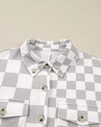 Plus Size Checker Button-Up Western Jacket