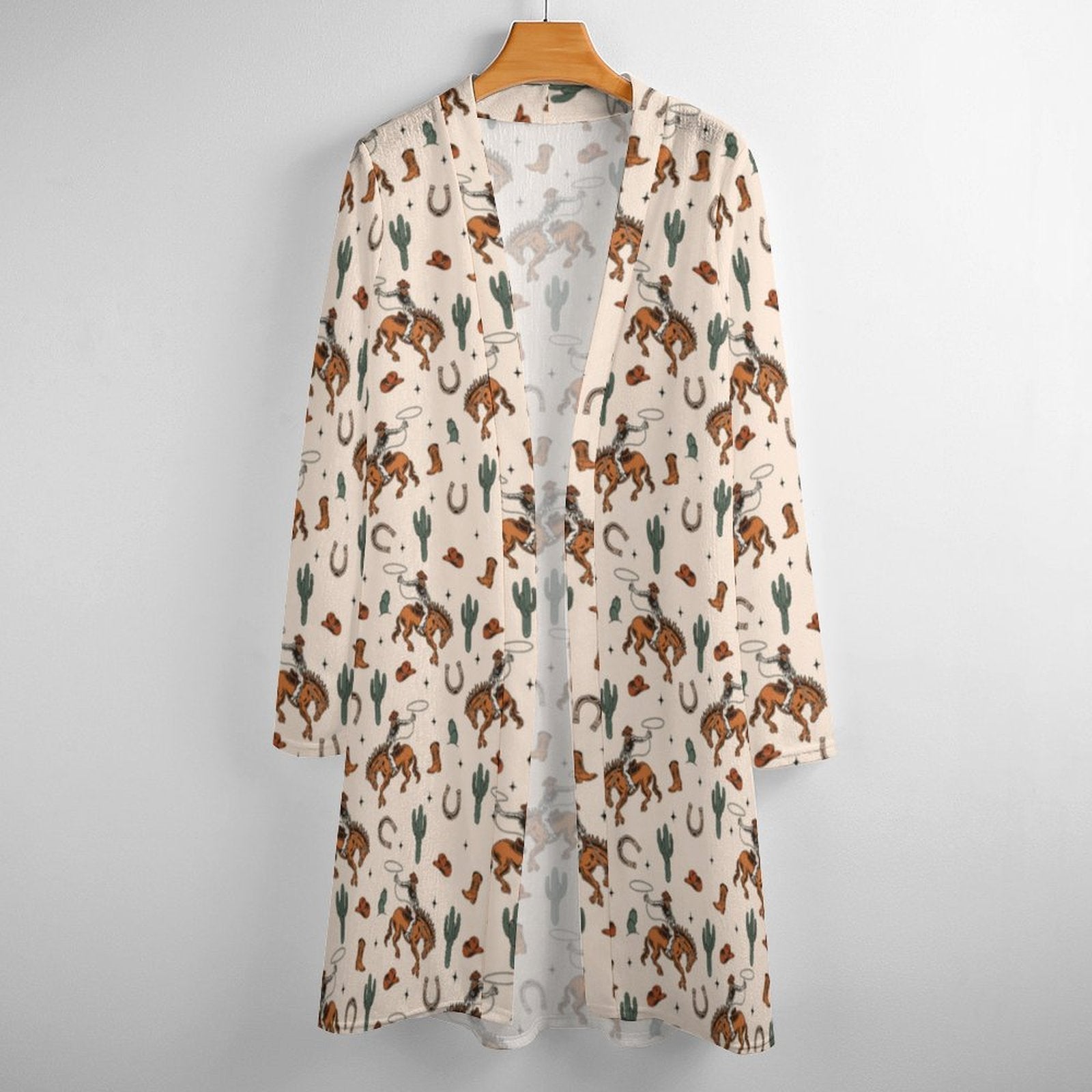 Baha Ranch Rodeo Cowboy Print Lightweight Cardigan