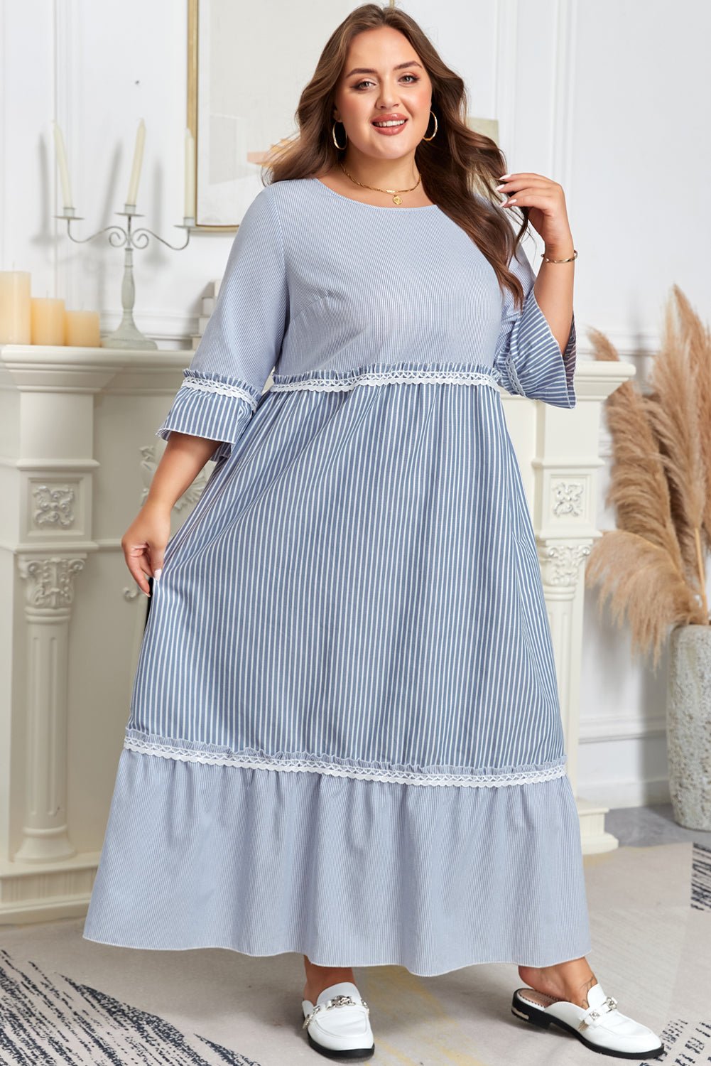 Amy Patchwork Shift Long PLUS Dress