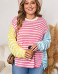 Fernanda Seam Colorblock Patchwork PLUS Sweater