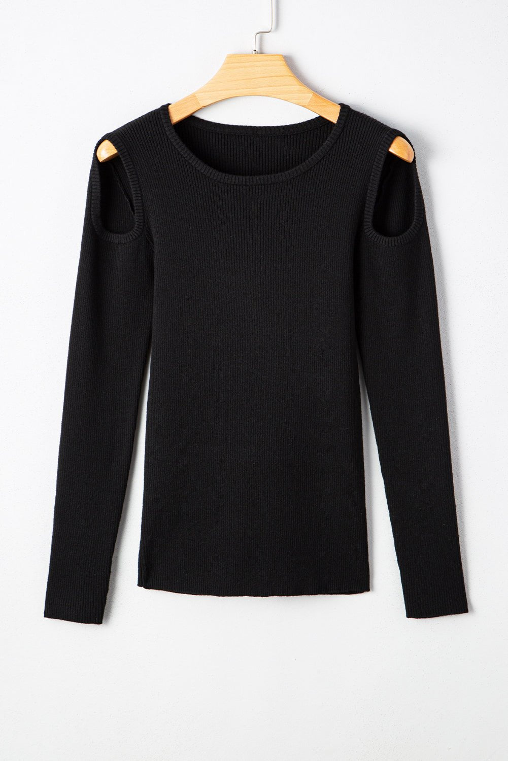 Amaya Ribbed Knit Cold Shoulder Sweater