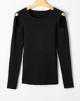 Amaya Ribbed Knit Cold Shoulder Sweater