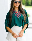 Janiyah Patchwork Half Sleeve Blouse