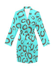 Turquoise Horseshoe Women's Long Sleeve Belted Satin Feel Dressing Lounge Robe