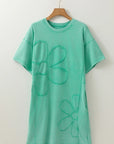 Flower Patchwork Mineral Wash Mini T-Shirt Dress