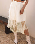 Aliza Lace Cascading Tiered High Waist Maxi Skirt
