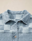 Checker Patchwork Denim Buttoned Jacket