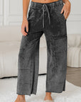 Mineral Wash High Waist Raw Hem Pants