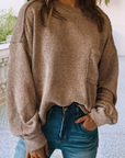 Solid Pocket Pullover Sweater