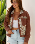 Floral Patchwork Ribbed Corduroy Shirt Jacket
