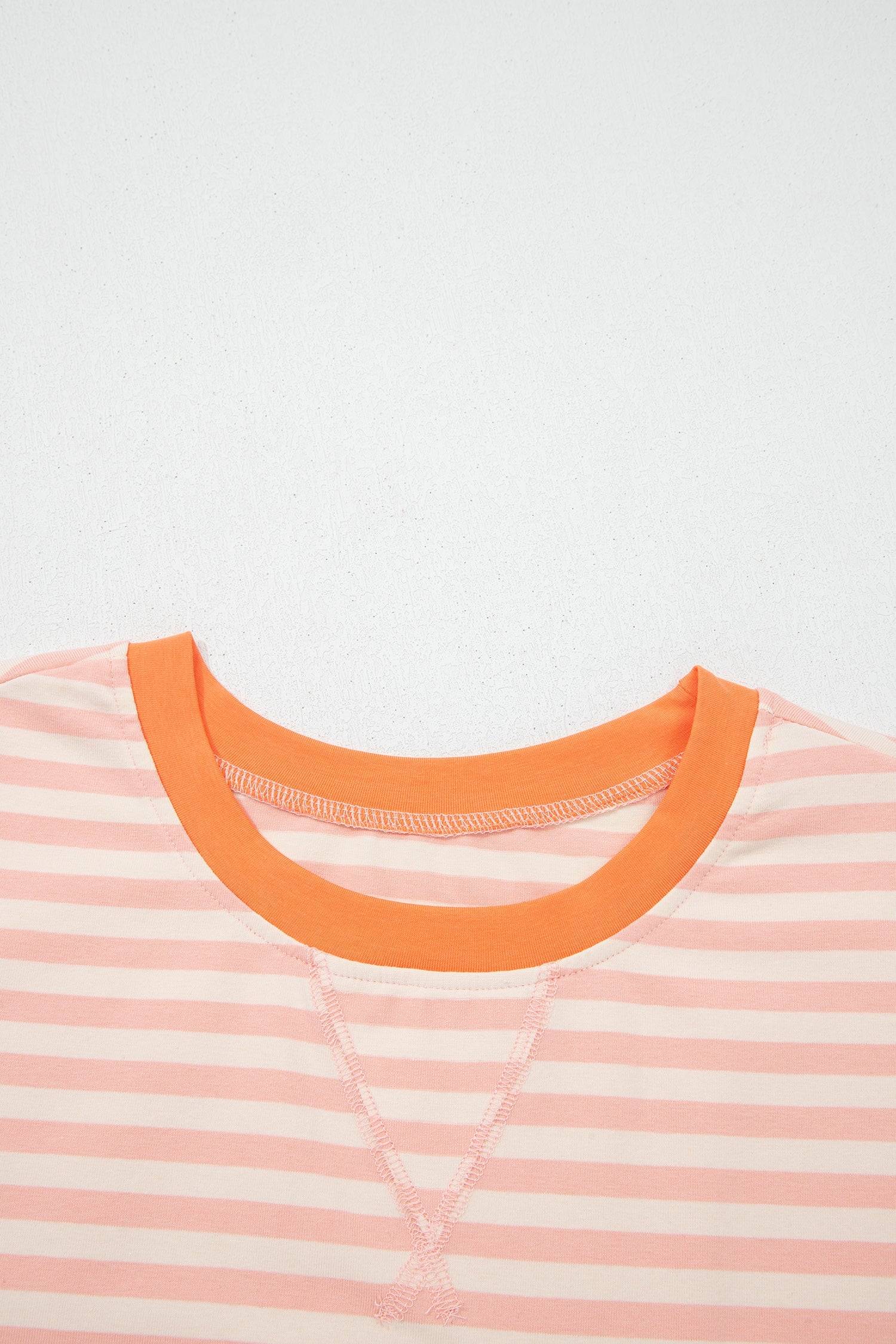Stripe Contrast Trim Tee &amp; Drawstring Shorts Set