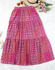 Paisley Ruffle Tiered Pocketed Maxi Skirt