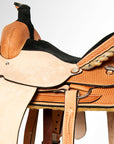 Hilason Western Horse Saddle American Leather Basketweave Ranch Roping Cowboy