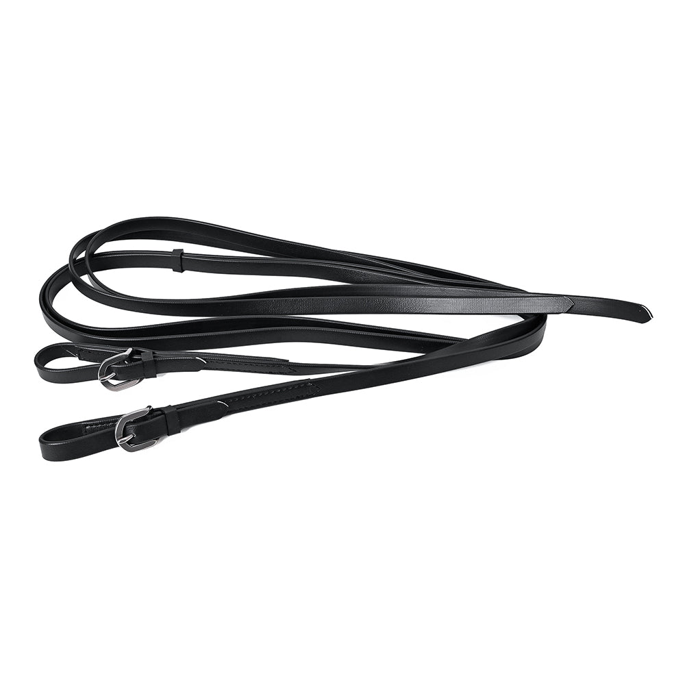 Hilason Genuine Black Leather Horse Reins with Buckle Ends – Durable &amp; Adjustable Riding Tack