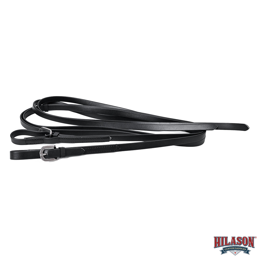 Hilason Genuine Black Leather Horse Reins with Buckle Ends – Durable &amp; Adjustable Riding Tack