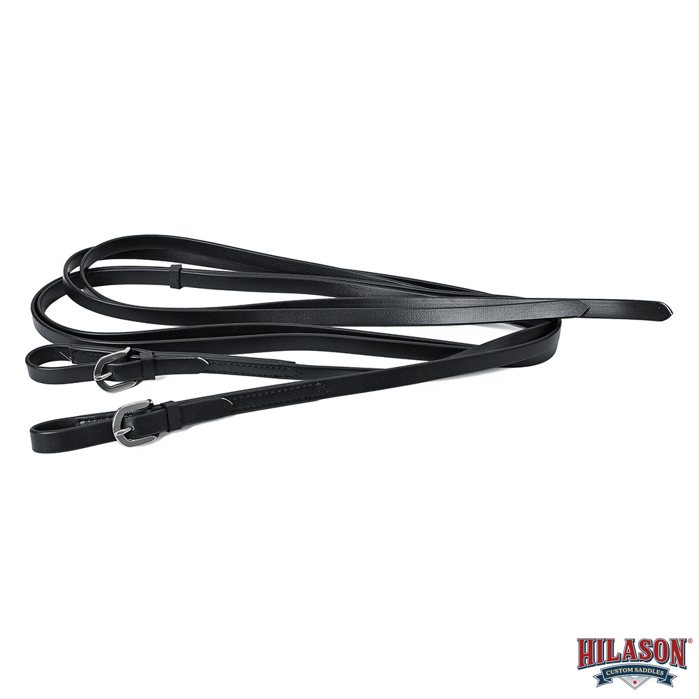 Hilason Genuine Black Leather Horse Reins with Buckle Ends – Durable &amp; Adjustable Riding Tack