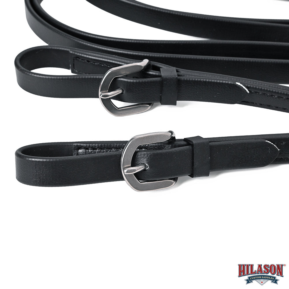 Hilason Genuine Black Leather Horse Reins with Buckle Ends – Durable &amp; Adjustable Riding Tack