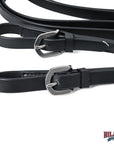Hilason Genuine Black Leather Horse Reins with Buckle Ends – Durable & Adjustable Riding Tack