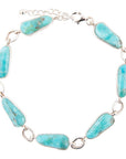 Biwa Blue Turquoise Sterling Silver Link Bracelet