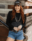 Black Boot Stitch Graphic Sweatshirt