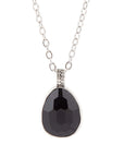 Black Onyx and Sterling Silver Teardrop Pendant Necklace
