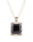 Black Onyx Mixed Metal Pendant Necklace