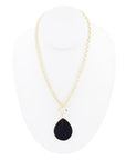 Black Onyx Teardrop Golden Chain Necklace
