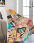 Pop Western Collage Throw Blanket Ultra-Soft Micro Fleece Blanket 60" x 80" Made in America