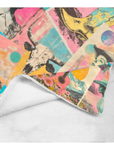 Pop Western Retro Cowgirl Collage Throw Blanket 60" x 80" Made in America