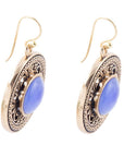 Blue Agate and Golden Detail Drop Earrings