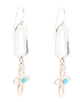Blue Turquoise and Sterling Silver Cross Drop Earrings