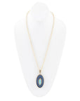 Stacked Blue Turquoise and Denim Golden Pendant Necklace