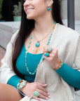 Blue Turquoise and Golden Cuff Bracelet
