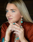 Blue Turquoise and White Pearl Multi Charm Golden Necklace