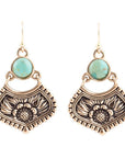 Blue Turquoise Flourish Golden Drop Earrings
