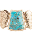 Blue Turquoise Jeweled Statement Link Golden Bracelet
