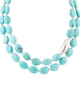 Blue Turquoise Magnesite Sterling Silver Strand Necklace