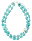 Blue Turquoise Magnesite Sterling Silver Strand Necklace