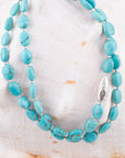 Blue Turquoise Magnesite Sterling Silver Strand Necklace