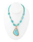 Blue Turquoise Triangle Golden Pendant Necklace