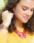Bordeaux Quartz and Bronze Ornate Cuff Bracelet