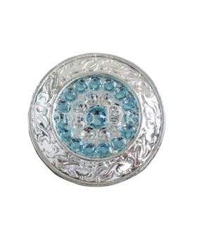 Aqua &amp; Clear Bright Silver 1.5" Disc European Crystal Concho