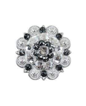 Black &amp; Clear Bright Silver 1.5" European Crystal Concho