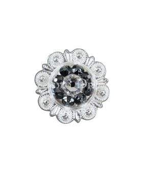 Black &amp; Clear Bright Silver 1" European Crystal Concho
