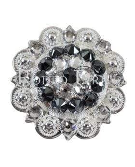 Black &amp; Clear Bright Silver 2" European Crystal Concho
