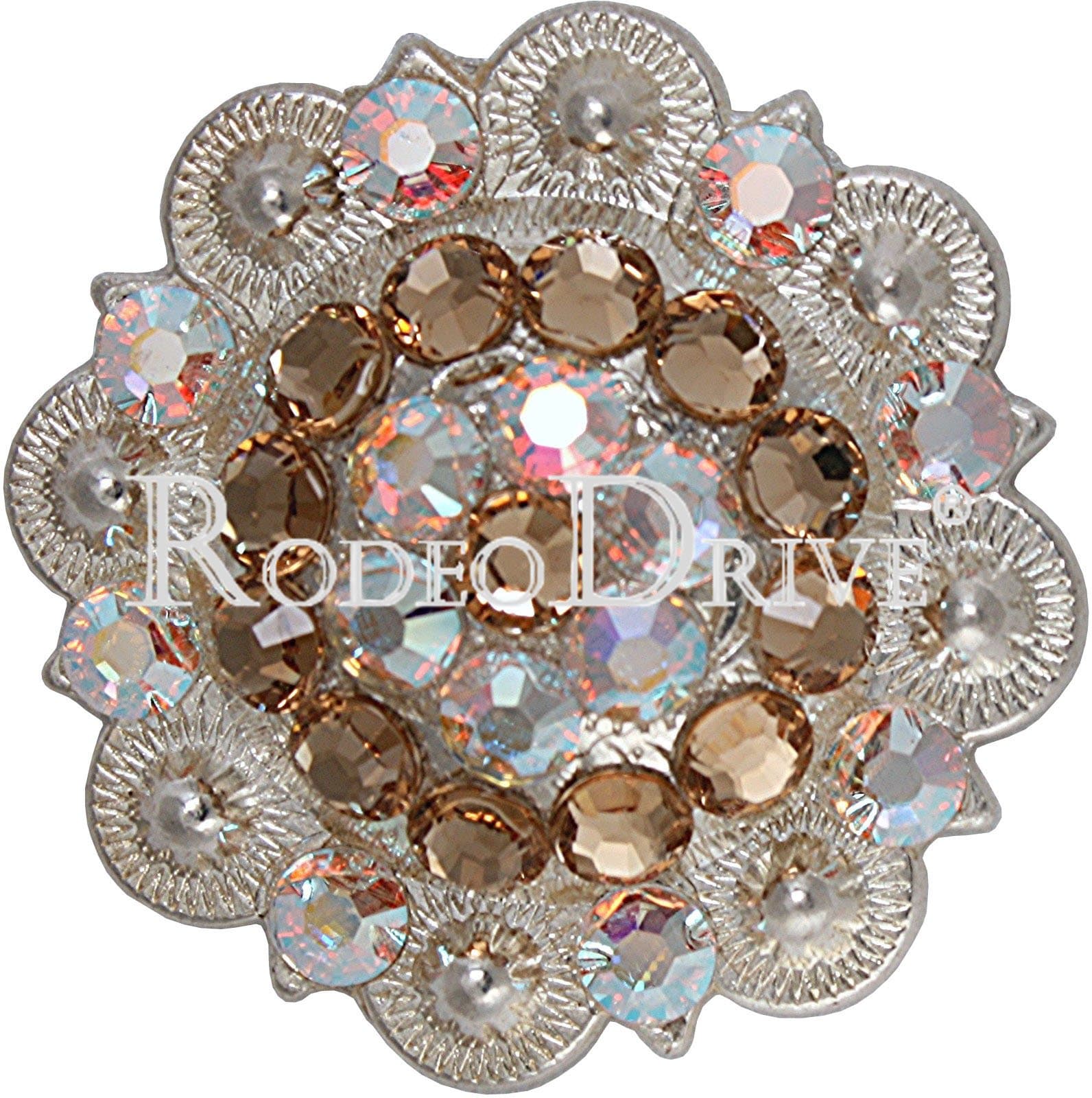 Champagne &amp; AB Bright Silver 2" European Crystal Concho