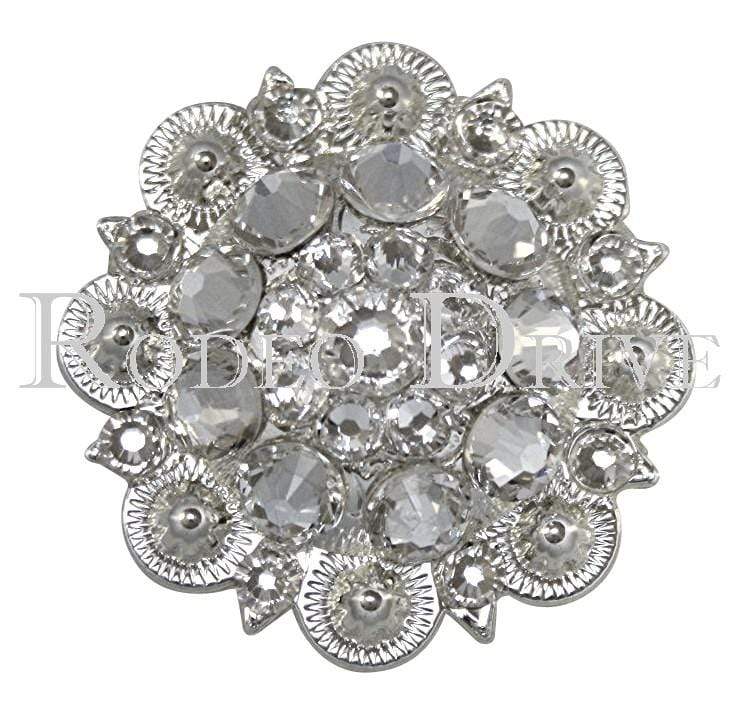 Clear Bright Silver 1.5" European Crystal Concho