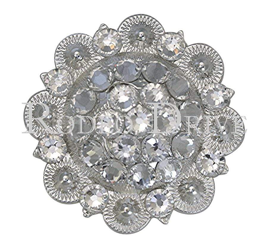 Clear Bright Silver 2" European Crystal Concho